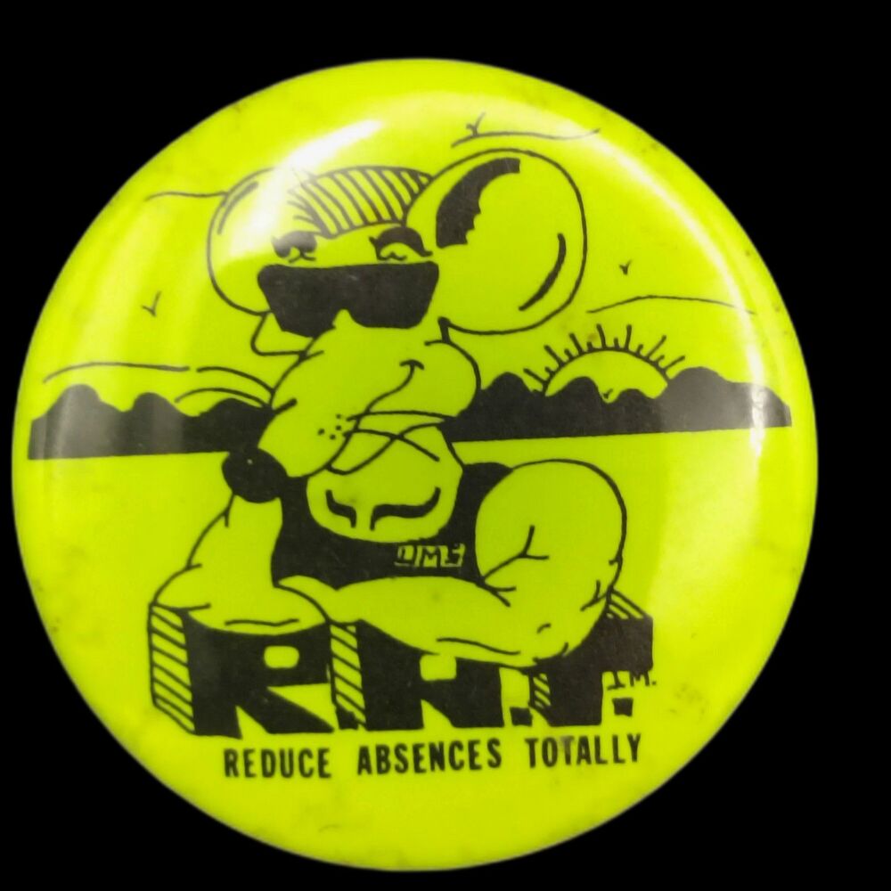 Forgotten Mascot Cool Rat Vintage Pinback Button Pin Muscles Shades 80s Art